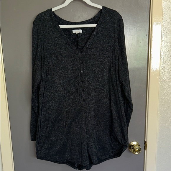 Colsie Other - Colsie Black Shimmery V-Neck Pajama Romper XL